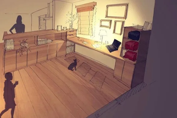 長野県松本市の+VITA（プラスヴィータ）の造作家具 L字デスク＆カウンター下収納提案